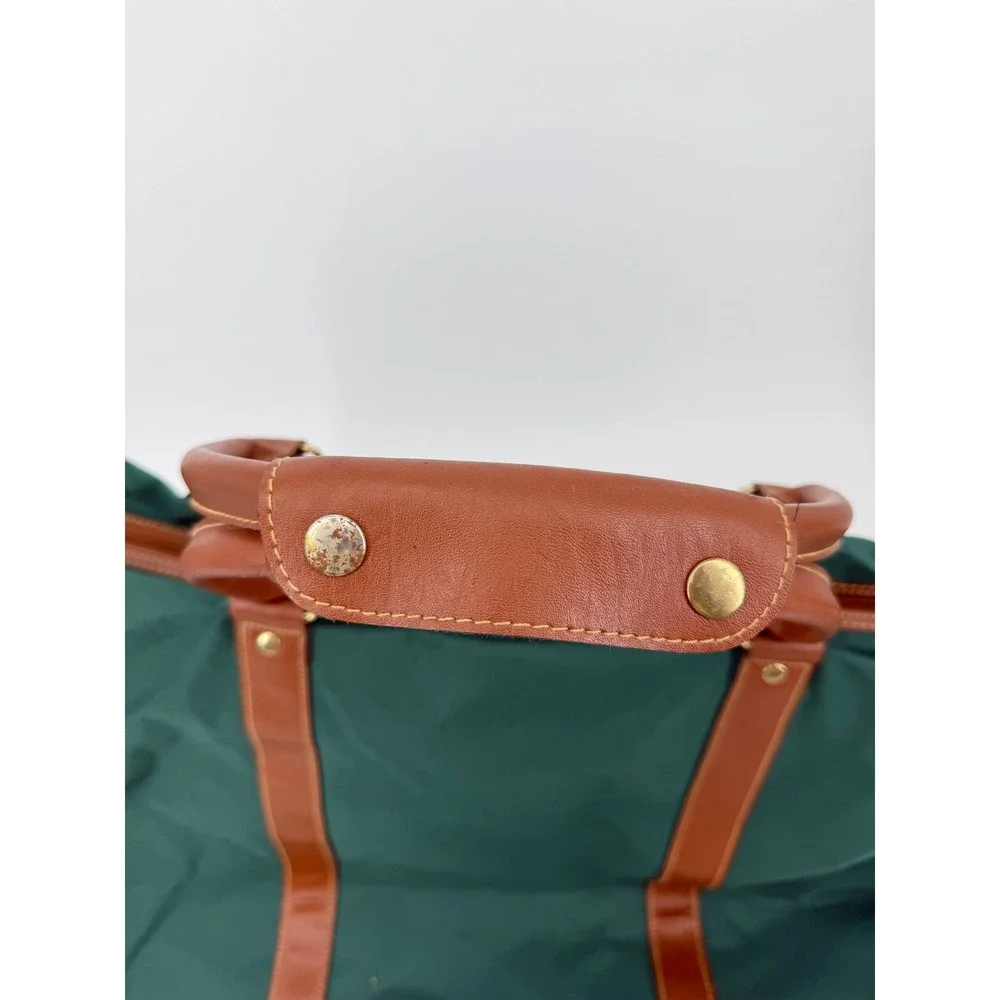 Polo Ralph Lauren Fragrances Green Canvas Duffel Bag Weekender Brown Trim Mens